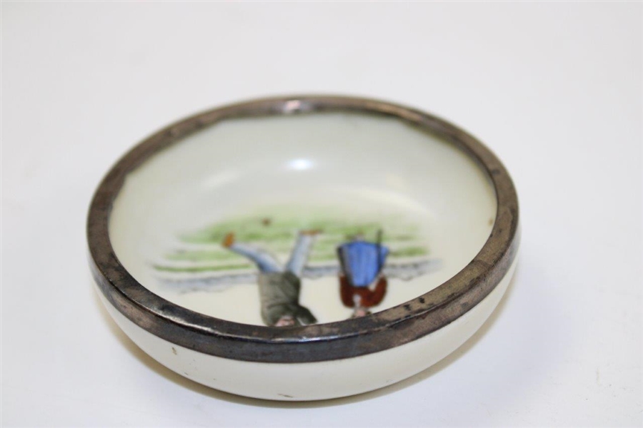 Very Small Sterling Silver Rimmed '8 Aug. 1907 Stonehaven 10th Green' Dish