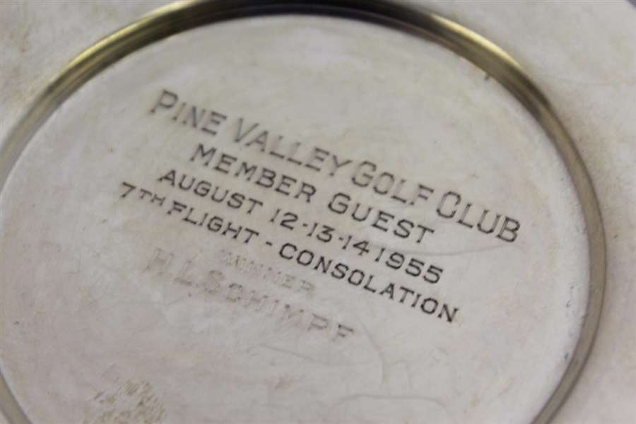 1955 Pine Valley Golf Club Member Guest 7th Flight Consolation Winner Sterling Plate - H.L. Schimpf