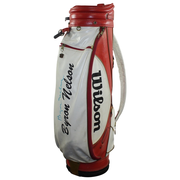 Byron Nelson Signed Wilson Red & White 'Byron Nelson' Full Size Golf Bag BECKETT #A61160