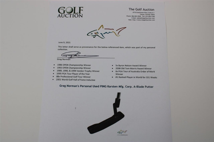 Greg Norman's Personal Used PING Karsten Mfg. Corp. A-Blade Putter