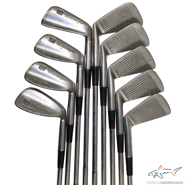 Greg Norman's Personal Used Set of Slazenger Stainless Steel Irons 2-PW