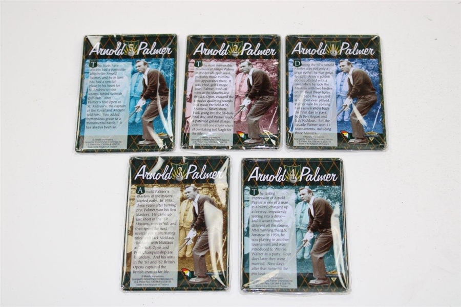 Arnold Palmer 5 All-Metal Collector Cards in Tin with 8x10 B&W Photo