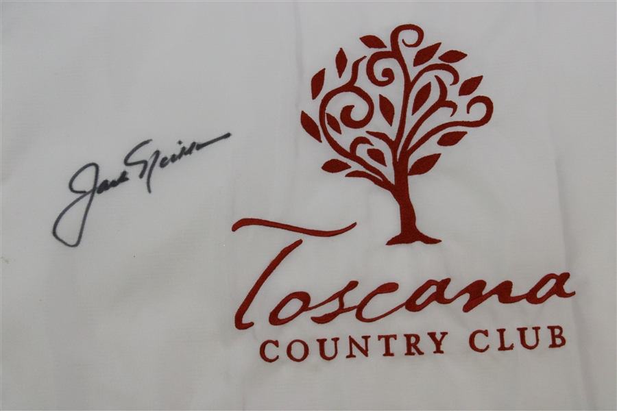 Jack Nicklaus Signed Toscana Country Club Embroidered White with Red Flag JSA ALOA