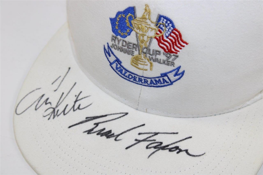 Tom Kite & Brad Faxon Signed 1997 Ryder Cup Visor with Visor Signed By Fred Couples JSA ALOA