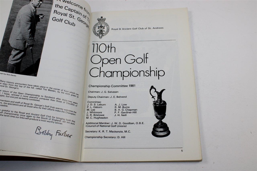 Tom Watson Signed 1981 OPEN Championship at Royal St George's Program JSA ALOA