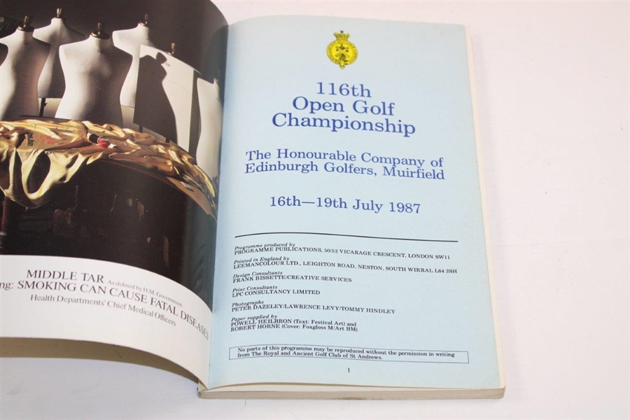 Greg Norman Signed 1987 OPEN Championship at Muirfield Program JSA ALOA