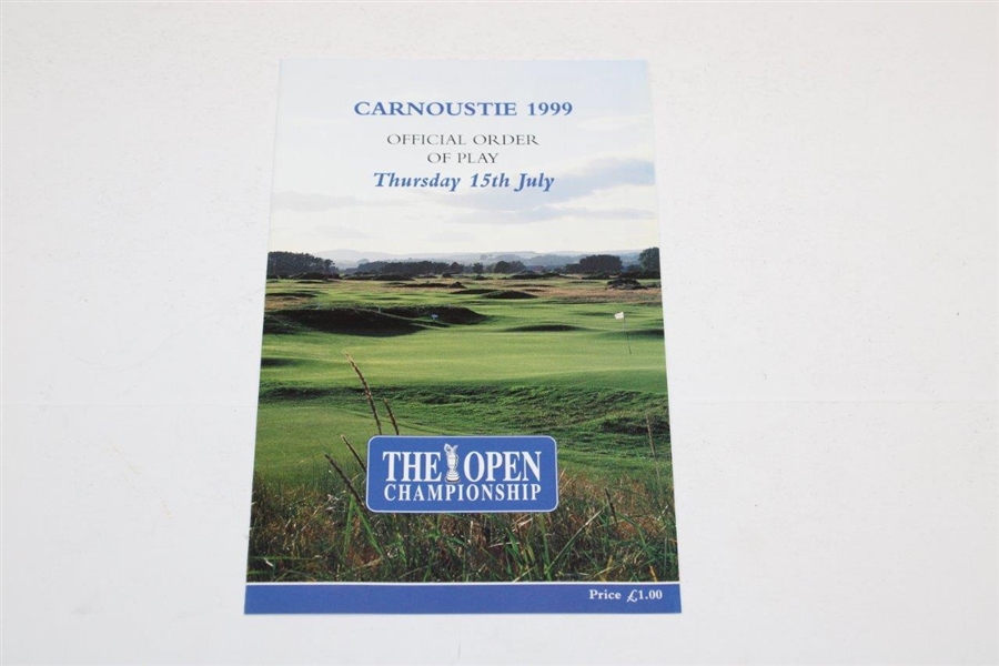 Mark O'Meara Signed 1999 OPEN Championship at Carnoustie Program with Pair Sheet JSA ALOA