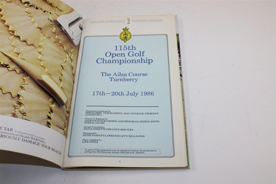 Sandy Lyle Signed 1986 OPEN Championship at Turnberry Program JSA ALOA