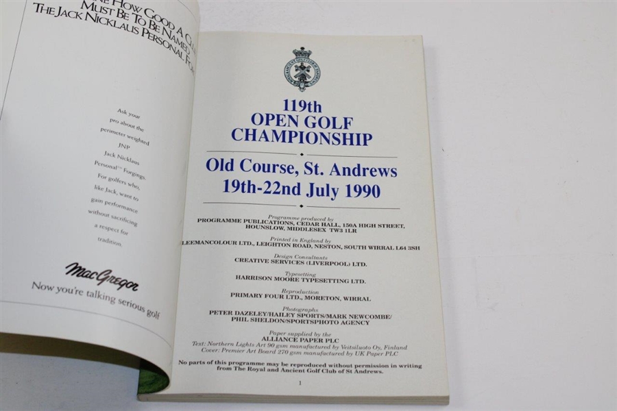 Mark Calcavecchia Signed 1990 OPEN Championship at St. Andrews Program JSA ALOA