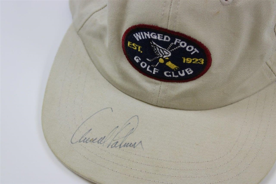 Arnold Palmer Signed 2001 'Winged Foot Est. 1923' Circle Patch Logo Hat JSA ALOA