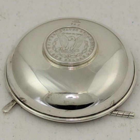 1955 Spring Sterling Dish with Resting Golf Club Across Silver Dollar
