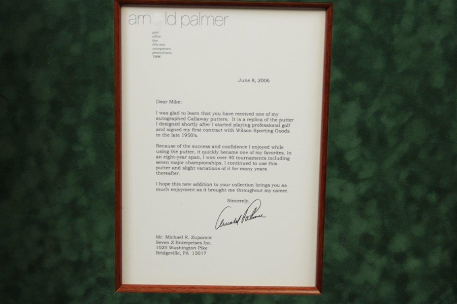 Arnold Palmer Signed Callaway Ltd Ed 'The Original Putter' with Palmer Hologram/Cert - Framed JSA ALOA