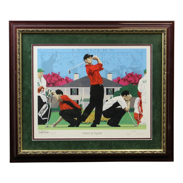 Tiger Woods 'Masters of Augusta' Rick Rush Ltd Ed Clubhouse Print #1584/2000 - Framed