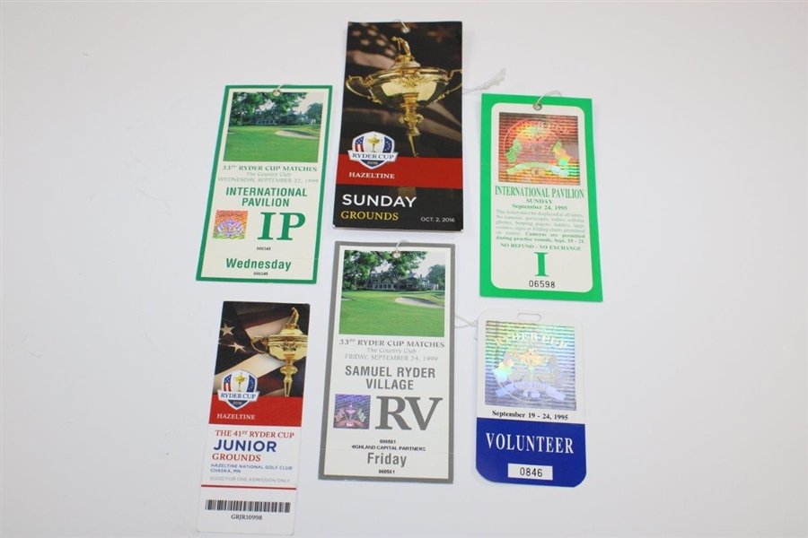 Six (6) Ryder Cup Tickets - 1995, 1999 & 2016