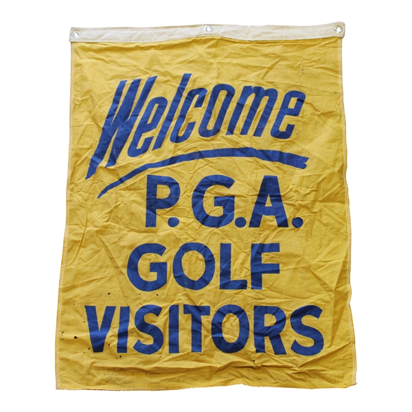 'Welcome - PGA Golf Visitors Yellow & Blue Flag with Grommets from 1952 Championship