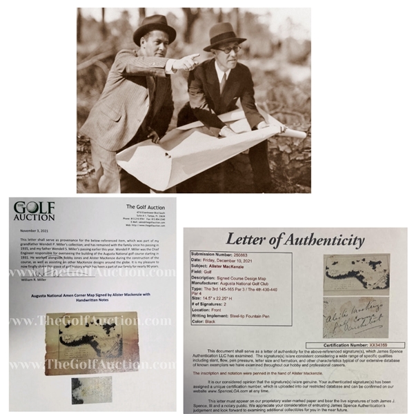 Historic Augusta National Amen Corner Plans Signed by Alister MacKenzie with Handwritten Notes - JSA & PSA - Newly Discovered!