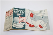 1950 US Open at Merion Golf Club Road Map/Parking Areas USGA Pamphlet