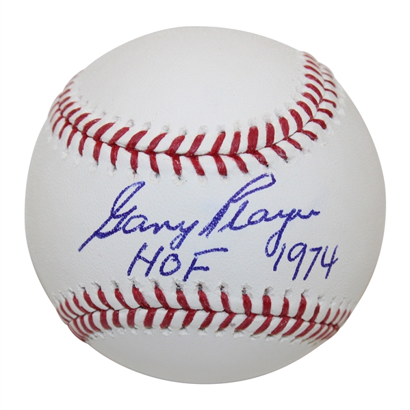 Gary Player Signed Baseball with 'HoF 1974' Inscription in Case BECKETT Witness #WM05066