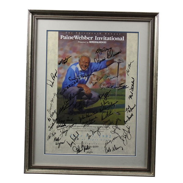 Palmer, Moody, Brewer & others Multi-Signed 1992 PainneWebber Inv. Poster - Framed JSA ALOA