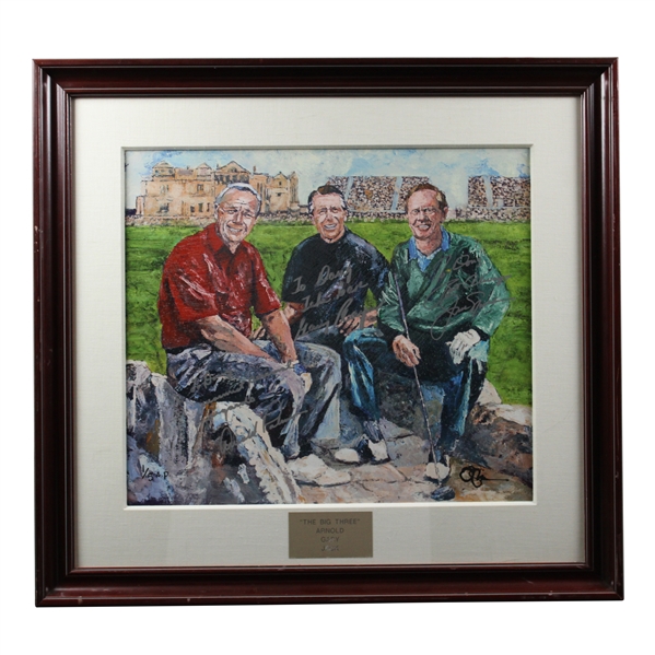 Arnie, Jack & Gary 'The Big Three' Signed & Personalized Canvas Print - Swilken Bridge Framed