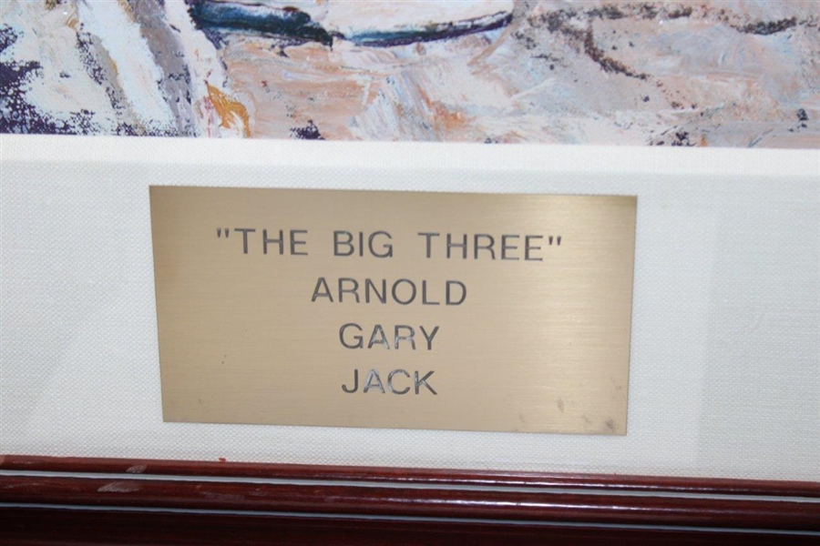 Arnie, Jack & Gary 'The Big Three' Signed & Personalized Canvas Print - Swilken Bridge Framed