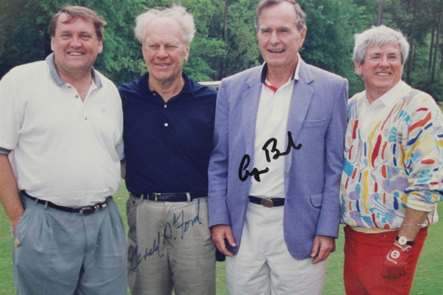 Presidents George Bush & Gerald Ford Signed Photo - Framed JSA ALOA