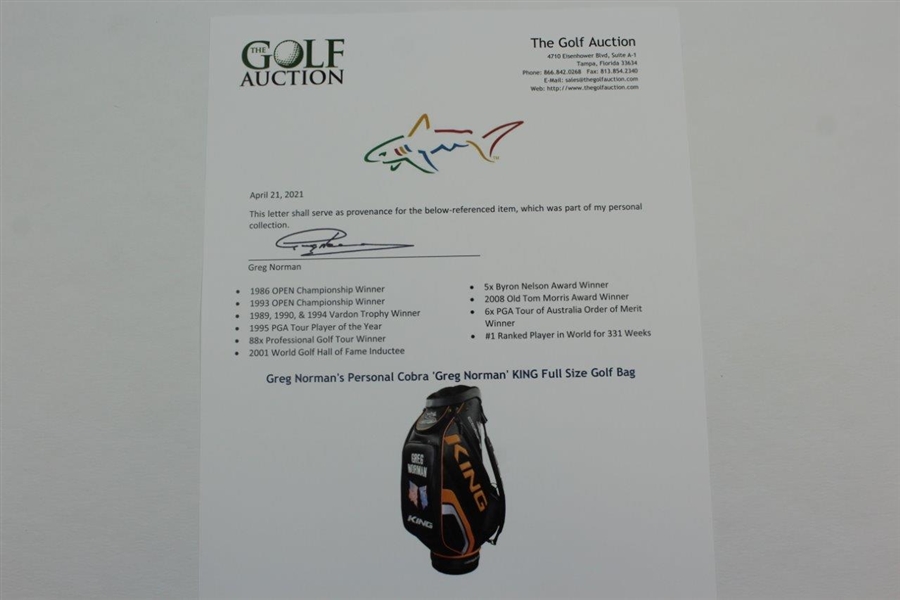 Greg Norman's Personal Cobra 'Greg Norman' KING Full Size Golf Bag