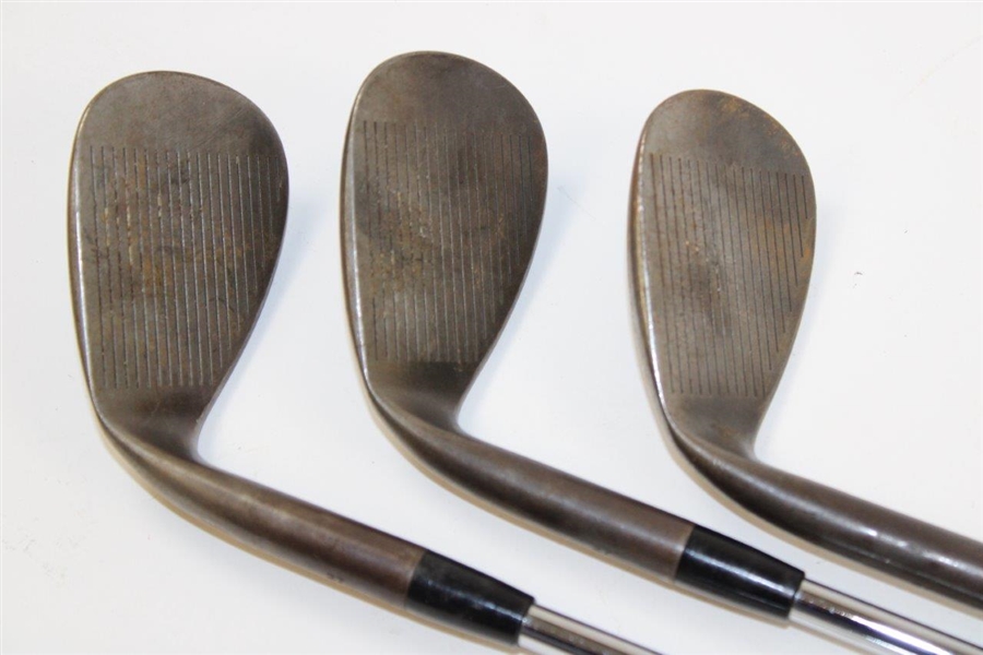 Michelle Wie's Personal Used Set of Forged 52, 56, & 60 Degree Nike VrPro Wedges with 'MW' Stamped on Head