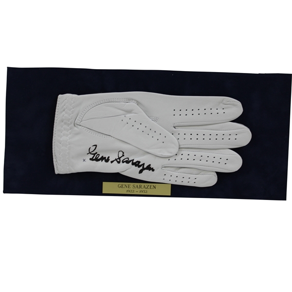 Gene Sarazen Signed Golf Glove Display with 1922-1932 Nameplate JSA ALOA