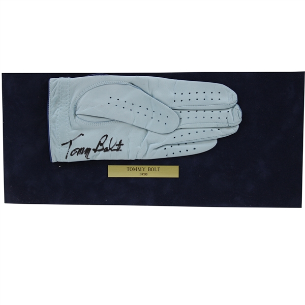 Tommy Bolt Signed Golf Glove Display with 1958 Nameplate JSA ALOA