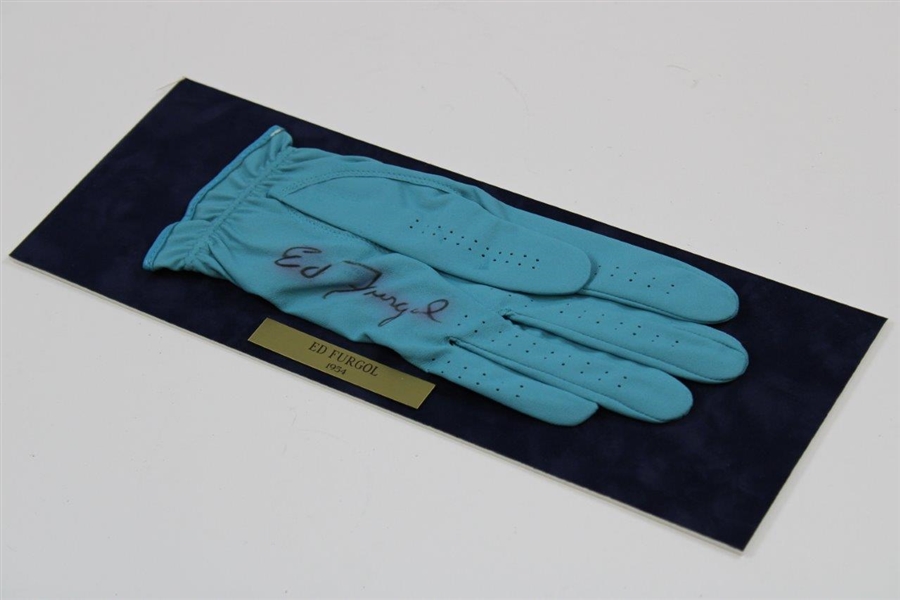 Ed Furgol Signed Golf Glove Display with 1954 Nameplate JSA ALOA