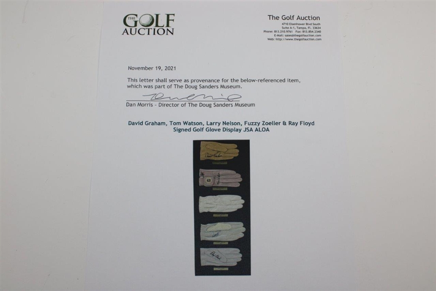 David Graham, Tom Watson, Larry Nelson, Fuzzy Zoeller & Ray Floyd Signed Golf Glove Display JSA ALOA