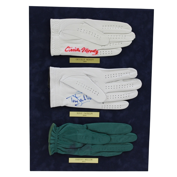 Orville Moody & Tony Jacklin Signed Golf Glove Display with Johnny Miller Glove JSA ALOA