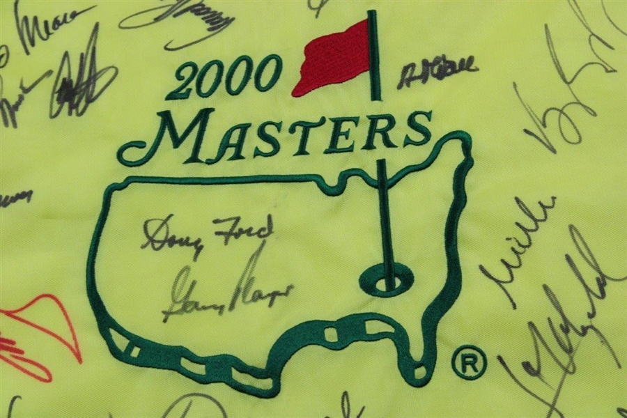 Palmer, Nicklaus, Player & others Signed 2000 Masters Embroidered Flag JSA ALOA