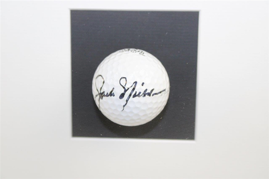 Nicklaus, Palmer, & Player Signed Golf Balls & Photos in Framed Shadow Box JSA ALOA