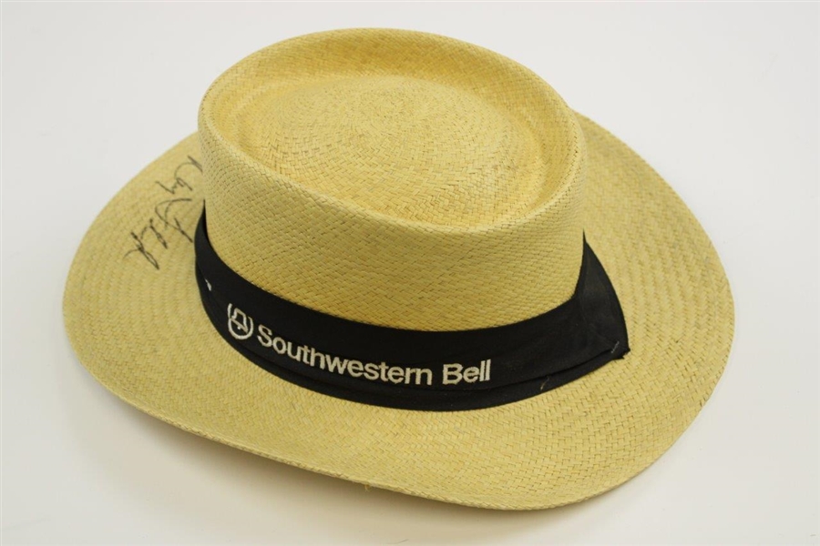 Ray Floyd Signed Used Southwestern Bell Straw Hat JSA ALOA