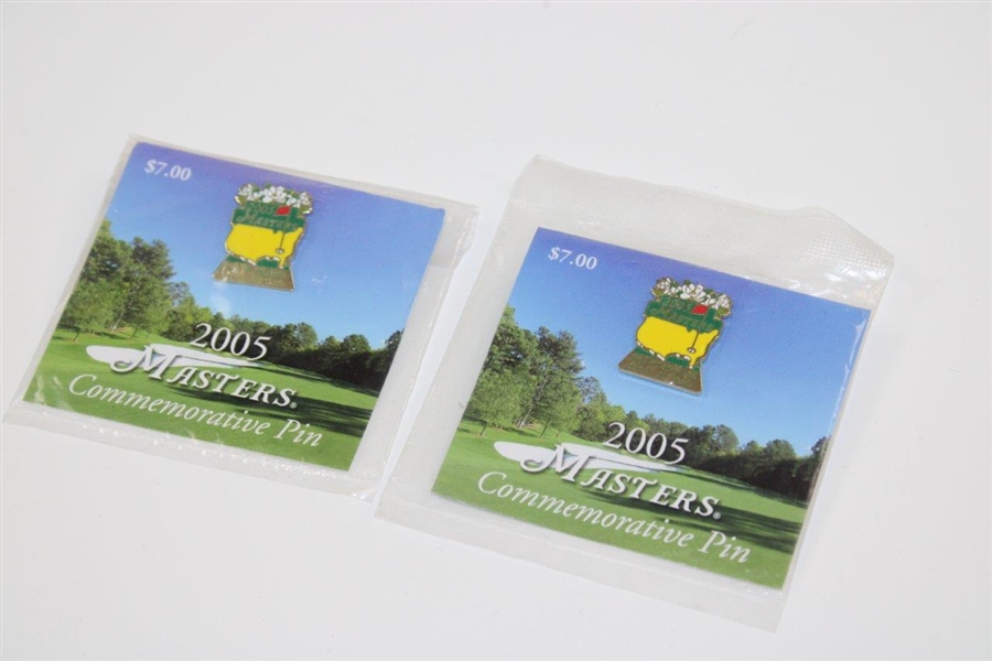 2005 & 2010 Masters Bag Tag with Six (6) Commemorative Pins - 2004, 2005(x2), 2008 & 2010(x2)