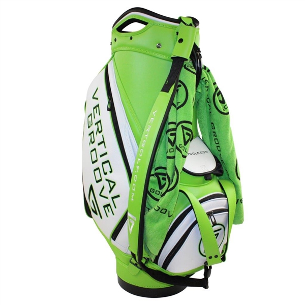 Rocco Mediate Vibrant Green & White Vertical Groove Logo Full Size Golf Bag