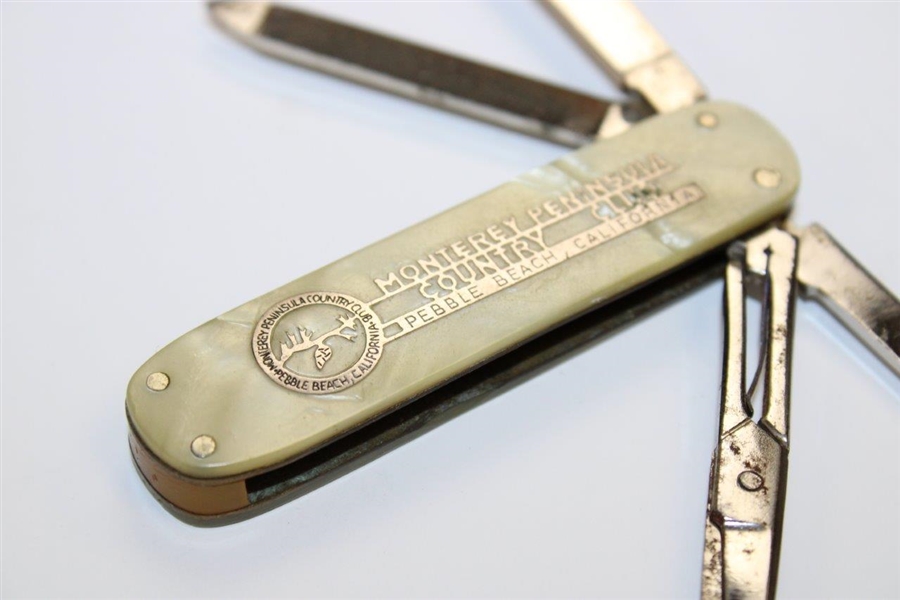 Monterey Peninsula CC Silver On Faux Pearl Pocket Knife With Divot Tool - Raynor & MacKenzie Course 
