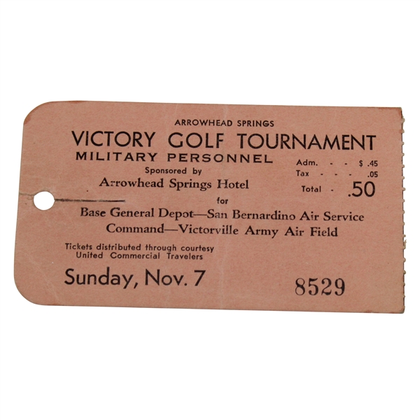 Jimmy Thomson Verso Signed Victory Golf Tournament Ticket #8529 JSA ALOA