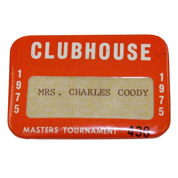 Lynette Coody 1975 Masters Clubhouse Badge #438 - Jack Nicklaus Win