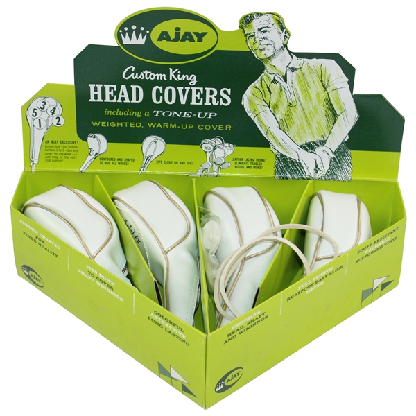Classic Ajay Custom King Head Wieighted & Warm-Up Head Covers Unused in Box Display