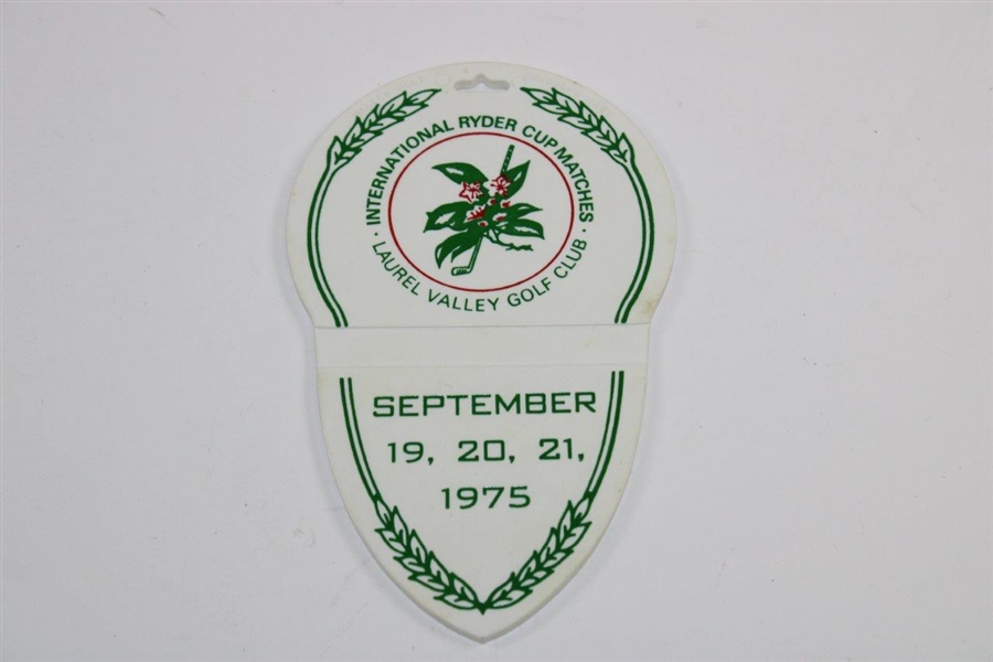 1975 Ryder Cup at Laurel Valley GC Acorn Shaped Bag Tag - Collection of Donald E. Padgett