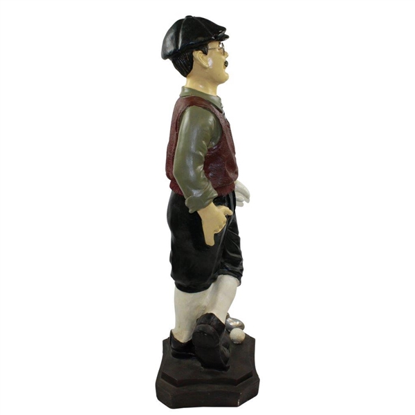 Classic Large Old Time Golfer Resin Statue with Spectacles & Leaning On Club