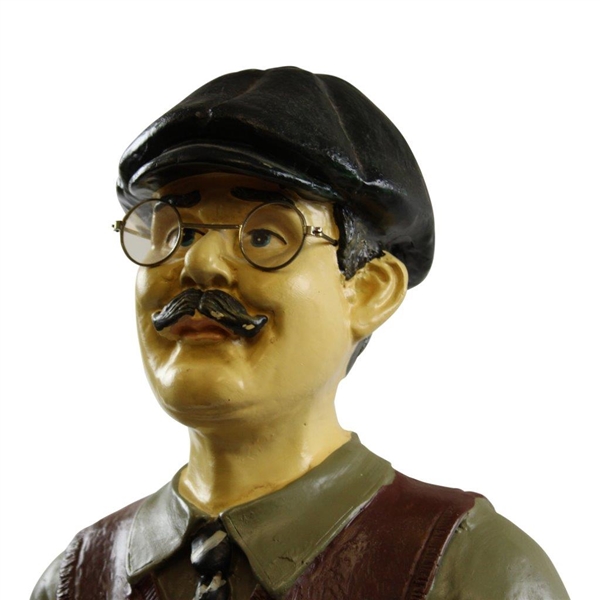 Classic Large Old Time Golfer Resin Statue with Spectacles & Leaning On Club