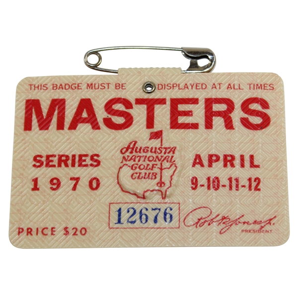 1970 Masters Touranment SERIES Badge #12676 - Billy Casper Winner