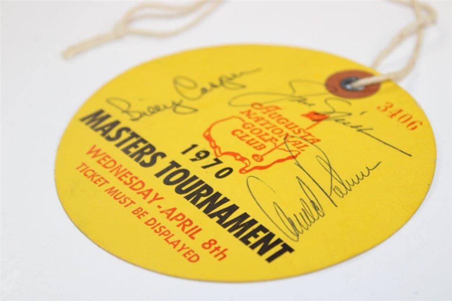 Casper, Palmer & Nicklaus Signed 1970 Masters Wednesday Ticket #3406 JSA ALOA