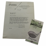1932 Pardee Golf Butchart Bilt Letter to Jerome Travers with Product Brochure