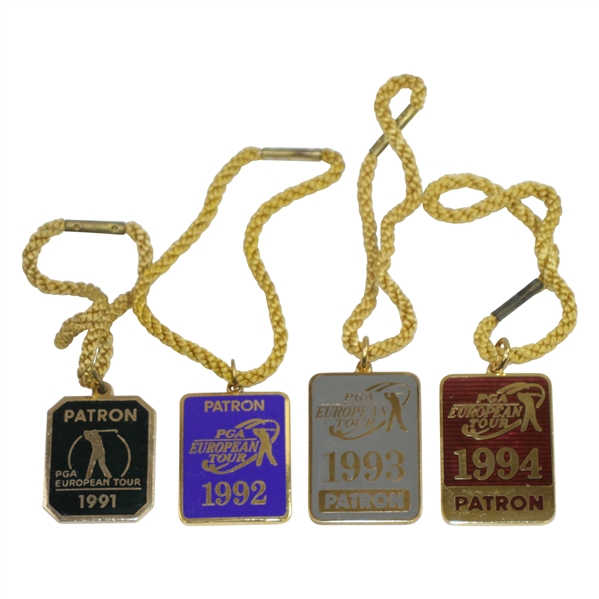 Four PGA European Tour Patron Badges - 1991, 1992, 1993, & 1994