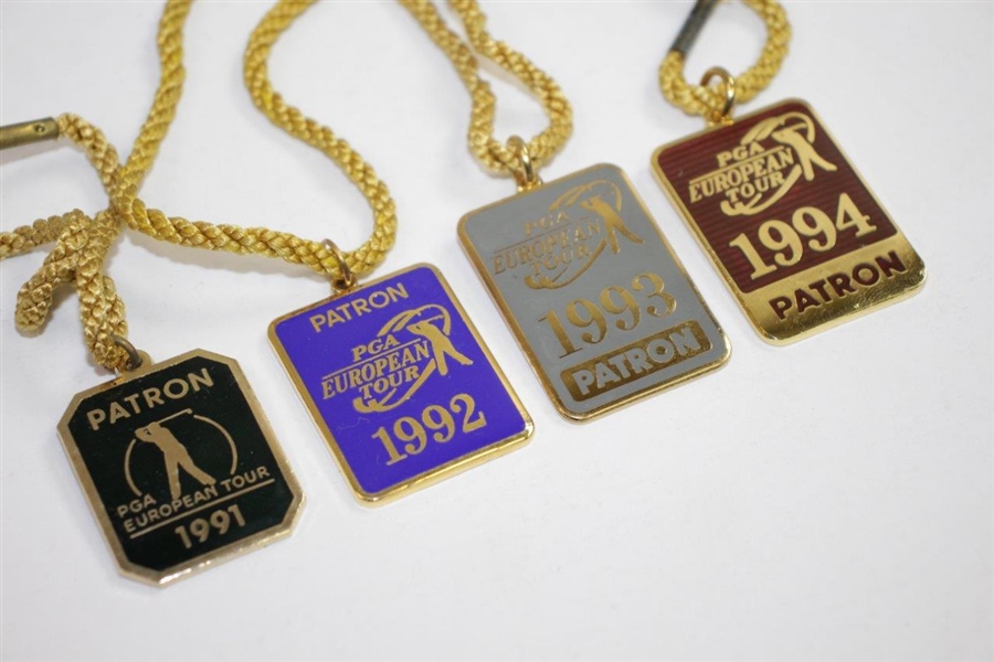 Four PGA European Tour Patron Badges - 1991, 1992, 1993, & 1994